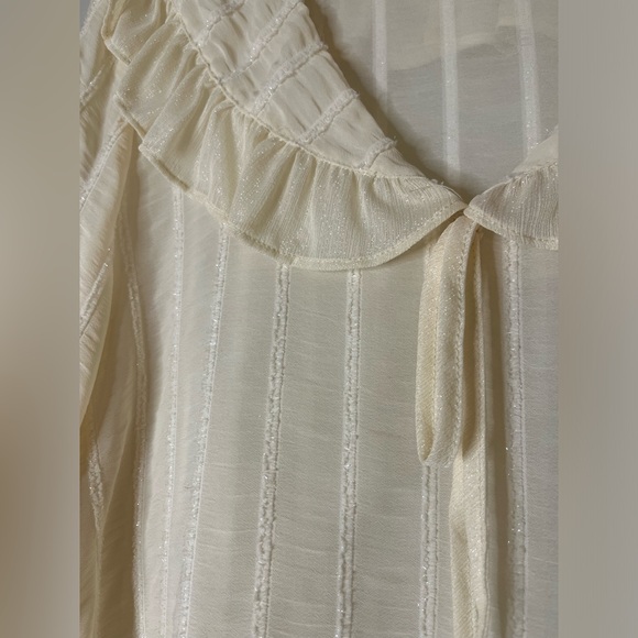 Zara medium bundle green collared sweater white cotton eyelet top ivory Blouse - Picture 13 of 16